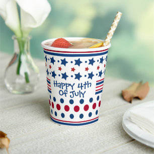 4th Of July Red White & Blue Patriotic Paper Cups