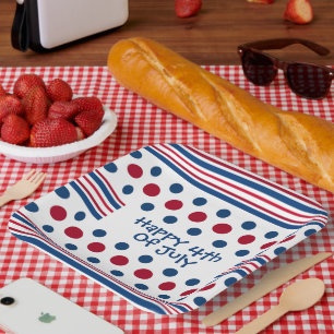 4th Of July Red White & Blue Patriotic Paper Plate