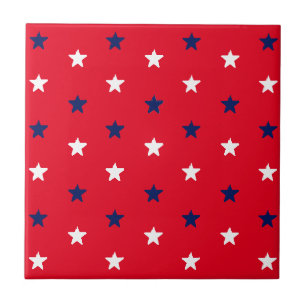 4th of July red white blue patriotic stars pattern Ceramic Tile
