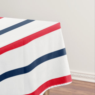 4th of July red white blue patriotic stripes Tablecloth