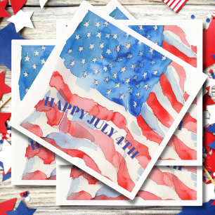4th of July Red White Blue Stars Napkin