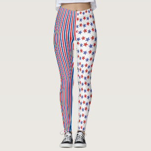4th of July Red White Blue Stars Stripes Yoga Leggings