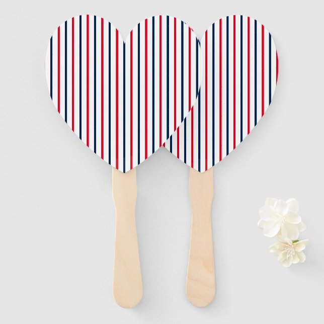 4th of July red white blue stripes patriotic Hand Fan (Front and Back)