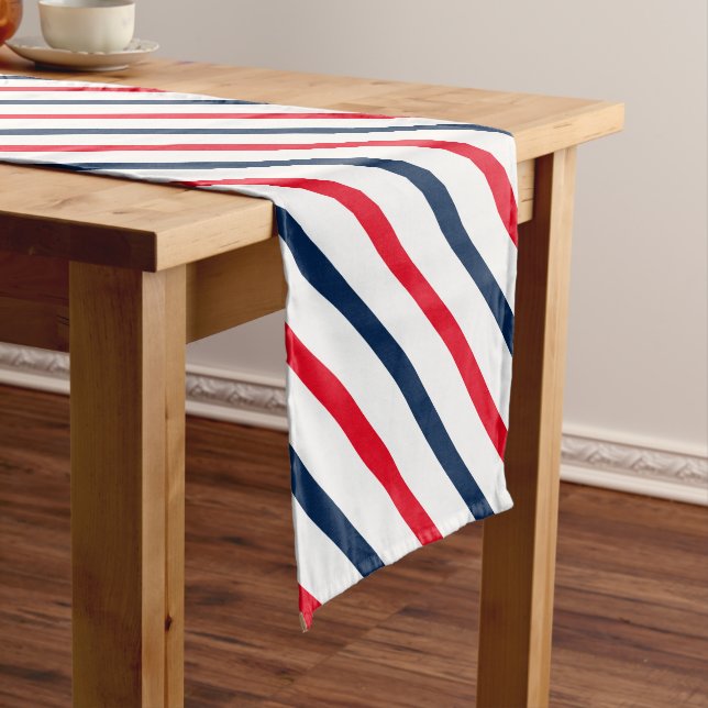 4th of July red white blue stripes patriotic Short Table Runner (In Situ)