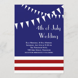 4th of July Red, White & Blue Wedding Invitation