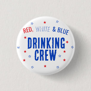 4th of July Red, White & Blue with Stars 3 Cm Round Badge