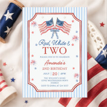 4th of July Red White & Two Patriotic Birthday
