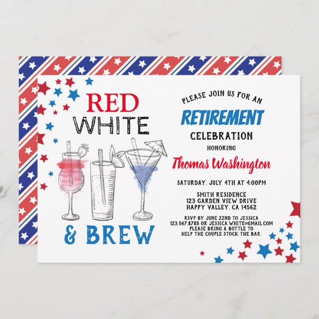 4th of July Retirement Celebration Party Invitation (Front/Back)