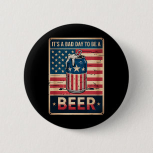 4th Of July Retro D Day To Be A Beer Usa Flag Beer 6 Cm Round Badge