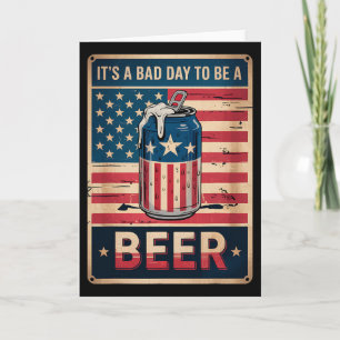 4th Of July Retro D Day To Be A Beer Usa Flag Beer Card