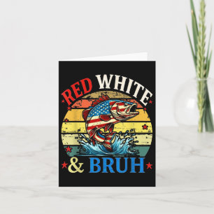 4th Of July Retro Fishing Red White &amp; Bruh Ame Card