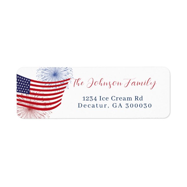4th of July return address label. Label (Front)