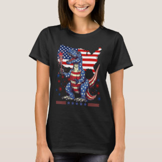 4th Of July Rex Dino Trex Dinosaur Amerisaurus Pat T-Shirt