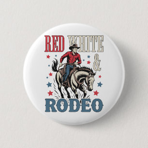 4th of July Rodeo Cowboy 6 Cm Round Badge
