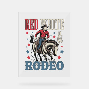 4th of July Rodeo Cowboy Acrylic Sign