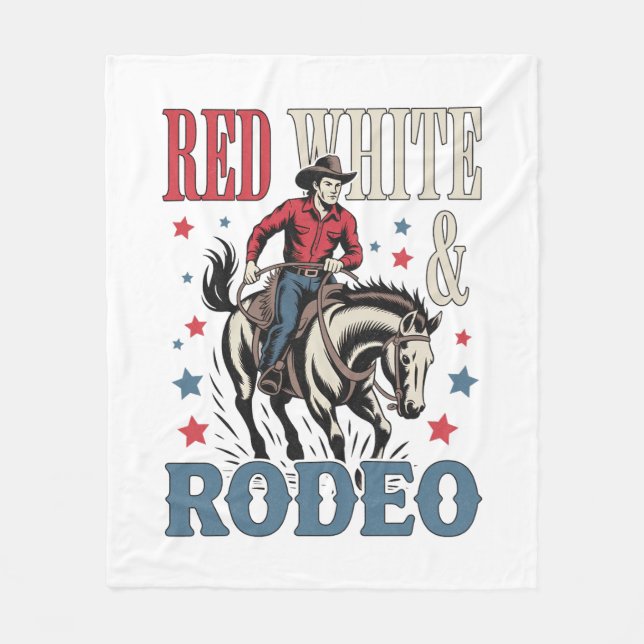 4th of July Rodeo Cowboy Fleece Blanket (Front)