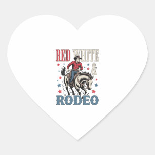 4th of July Rodeo Cowboy Heart Sticker