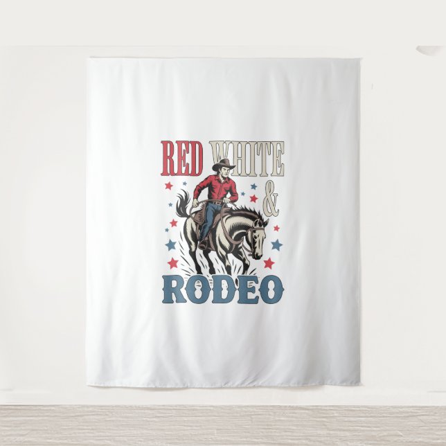 4th of July Rodeo Cowboy Tapestry (Front)
