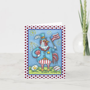 4TH OF JULY ROOSTER, CHICKEN GREETING CARD Verse
