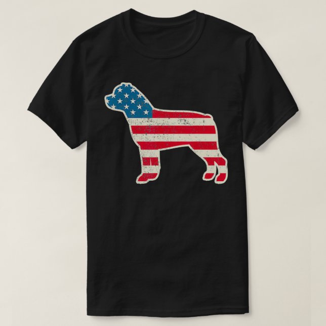 4th of July Rottweiler American Flag Dog USA  T-Shirt (Design Front)