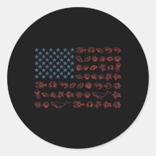 4th Of July Sea Creatures American Flag Family Classic Round Sticker