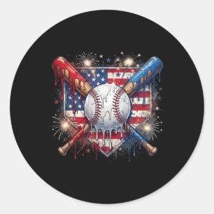 4th Of July Sell Drip Ice Cream Patriotic American Classic Round Sticker