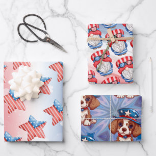 4th of July Set of 3 Wrapping Paper Sheet