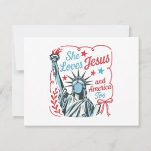 4th of July She Loves Jesus and America Too Christ Invitation