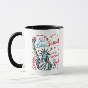 4th of July She Loves Jesus and America Too Christ Mug