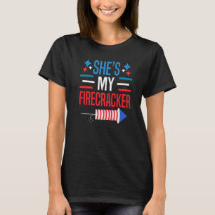 4th Of July Shes My Firecracker Matching Couples T-Shirt