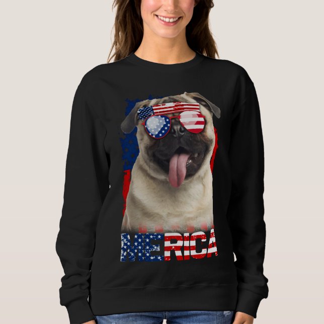 4Th Of July Shirt American Flag Pugs Dog Lover Cla (Front)