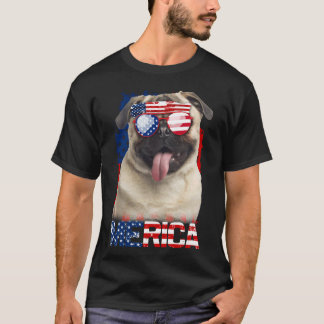 4Th Of July Shirt American Flag Pugs Dog Lover Cla