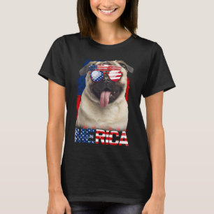 4Th Of July Shirt American Flag Pugs Dog Lover Cla