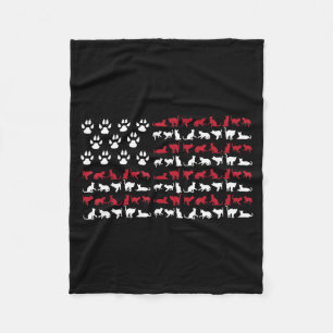 4th Of July Shirt For Women Cat Meowica American Fleece Blanket