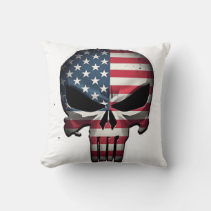 4th Of July Shirt For Women Men American Flag Skul Cushion