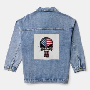 4th Of July Shirt For Women Men American Flag Skul Denim Jacket