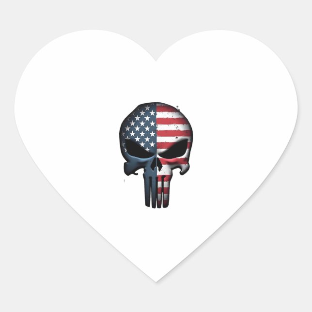 4th Of July Shirt For Women Men American Flag Skul Heart Sticker (Front)