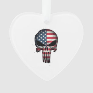 4th Of July Shirt For Women Men American Flag Skul Ornament