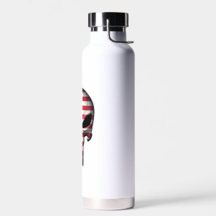 4th Of July Shirt For Women Men American Flag Skul Water Bottle