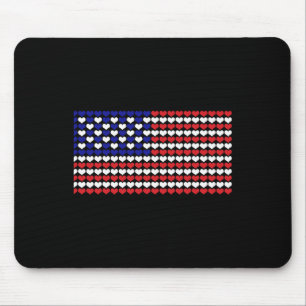 4th Of July Shirt Heart Us American Flag Kids Wome Mouse Pad