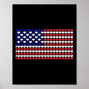 4th Of July Shirt Heart Us American Flag Kids Wome Poster