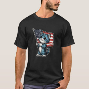 4th of July Shirt Meowica American Flag Cat