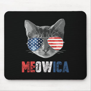 4th Of July Shirt Meowica American Flag Cat Mouse Pad