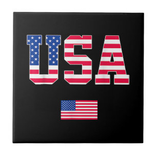 4th of July Shirt USA Patriotic US American Flag W Ceramic Tile
