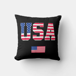 4th of July Shirt USA Patriotic US American Flag W Cushion