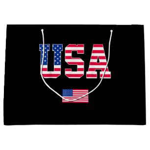 4th of July Shirt USA Patriotic US American Flag W Large Gift Bag
