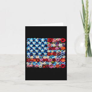 4th Of July Shirts For Women Flora Flower Usa Flag Card