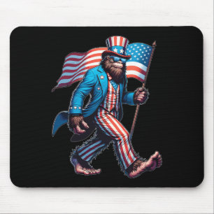 4th Of July Shirts Patriotic American Flag Bigfoot Mouse Pad