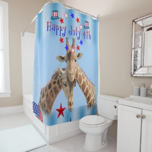 4th of July Shower Curtain Giraffe