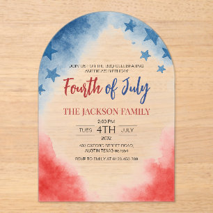 4th of July Simple Modern Acrylic Invitation